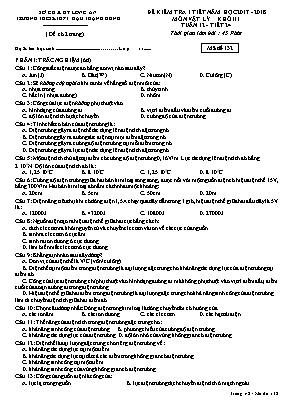 Đề kiểm tra 1 tiết môn Vật lý Lớp 11 - Tiết 24 - Mã đề 132 - Năm học 2017-2018 - Trường THCS và THPT Hậu Thạnh Đông